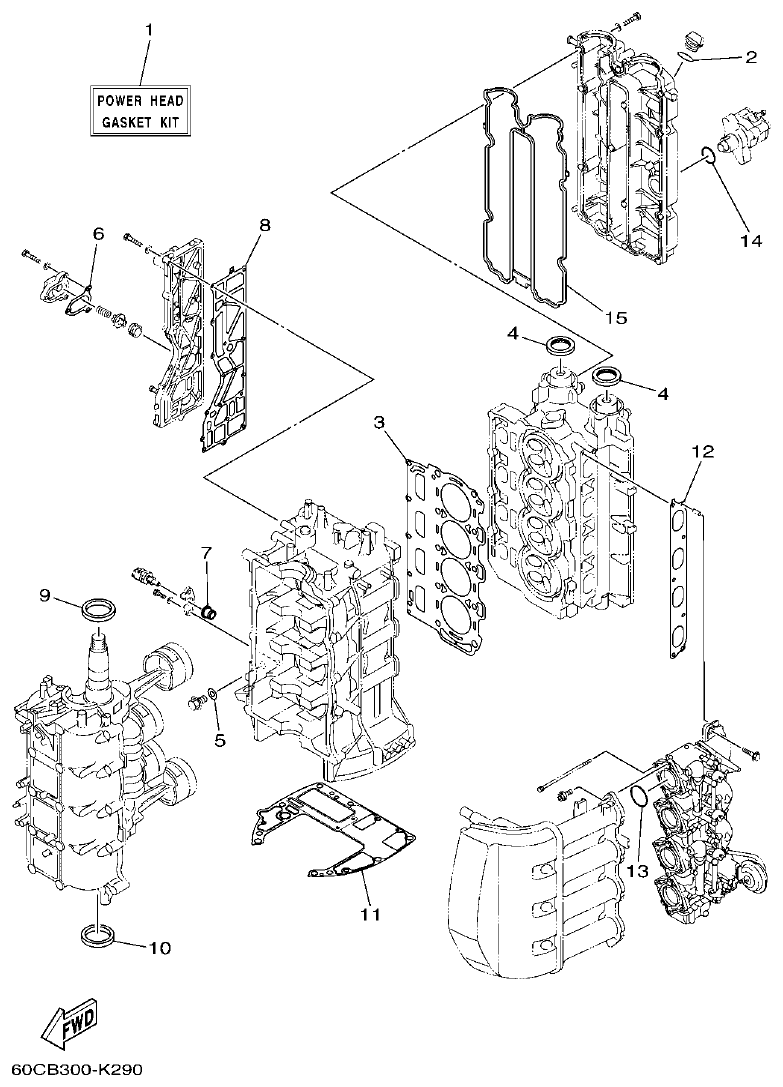 Yamaha F100BET REPAIR KIT 1 parts diagram